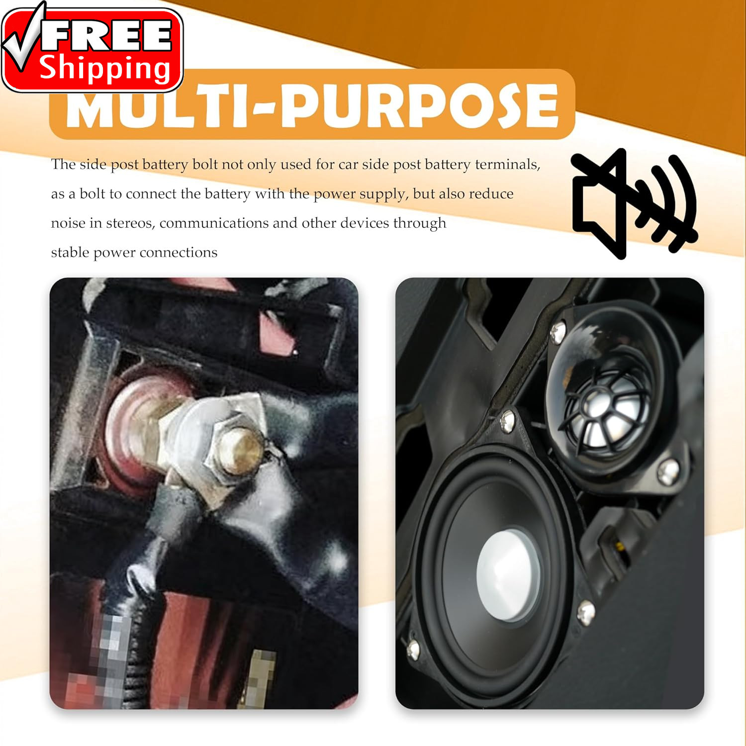 2 Set Side Post Battery Terminal Extension Bolt with Nuts,3/8″-16 Coarse and 3/8