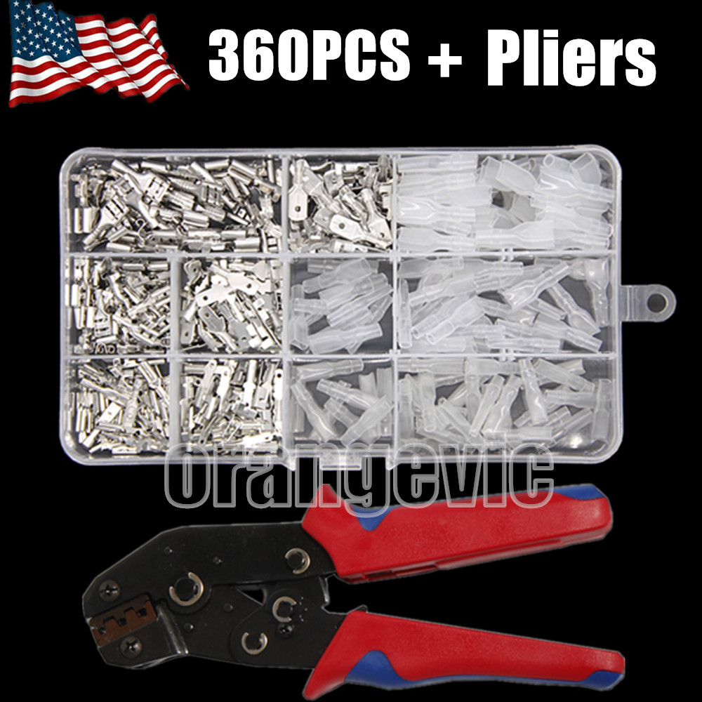 900X Assortment Terminals Kit Electrical Wire Crimp Connectors Male Female Spade