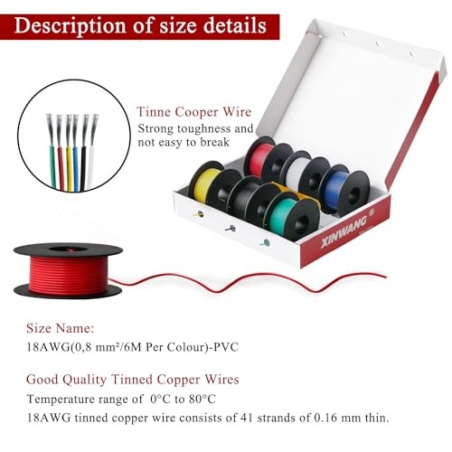 18 Gauge Electrical Wire,18 awg Wire-XINWANG 18 18 AWG (0.75 mm² / 6 M) – PVC