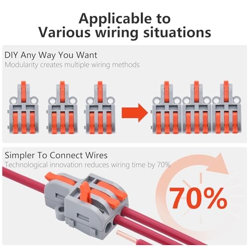 10Pcs Lever Wire Connectors, 1 in 3 Out DIY Mini Splice Compact Quick