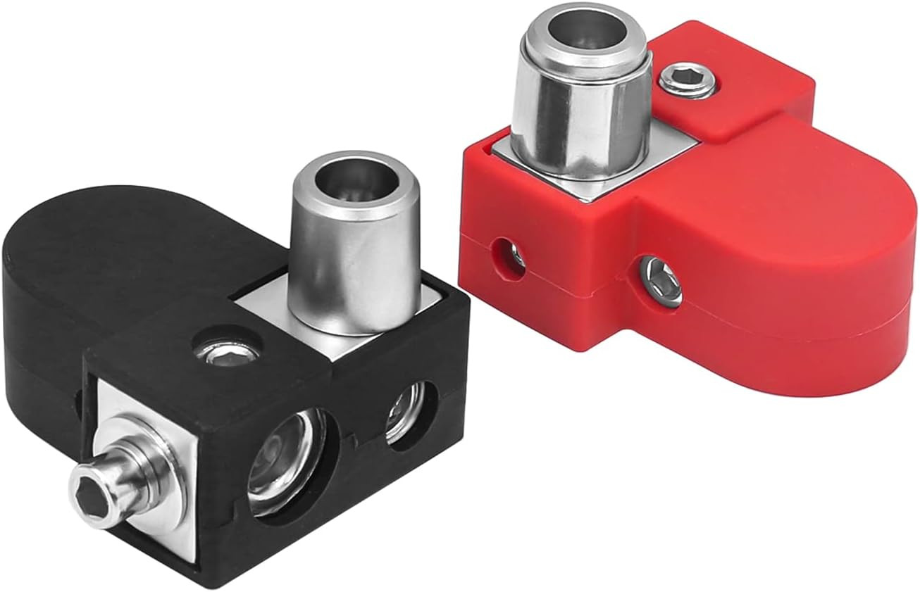BTO Solid Brass Positive Negative Battery Terminals with Adaptor Collars, 1X0/2/