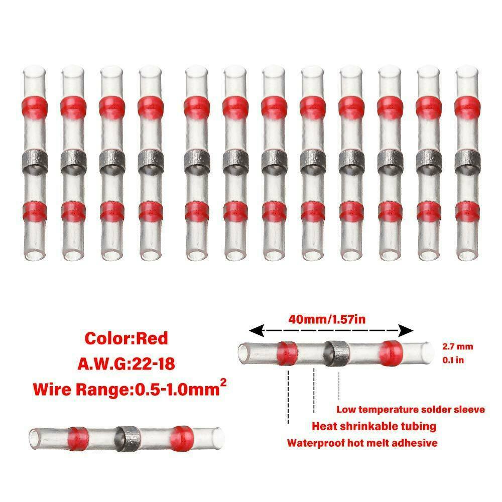 350pcs Waterproof Solder Seal Sleeve Heat Shrink Butt Wire Connectors Terminals