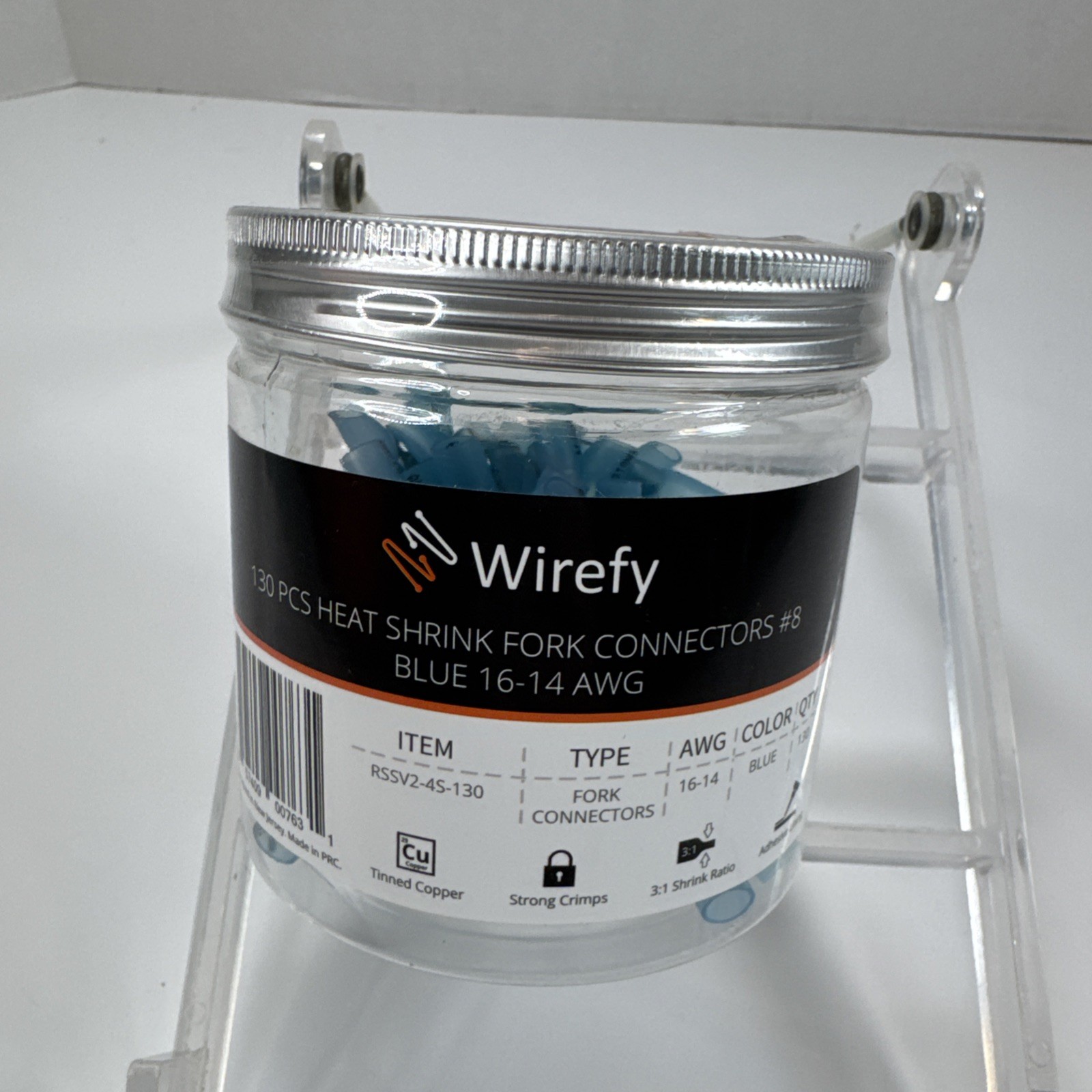 Wirefy Heat Shrink Fork Connectors #8 Blue 16-14 AWG – 130 PCS NEW