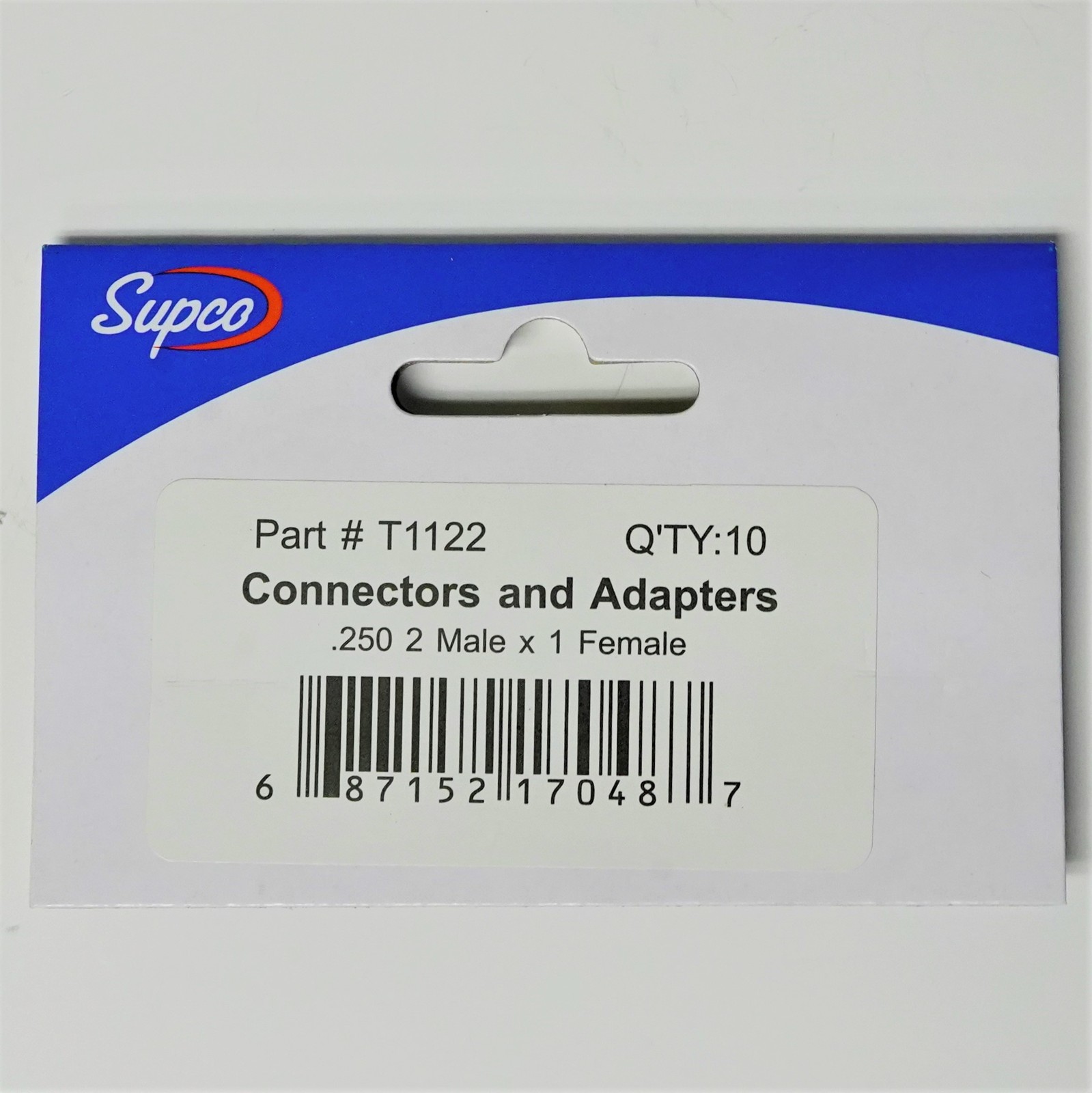 Supco T1122 .250 Tab Adapters Single Female Double Male Pack of 10