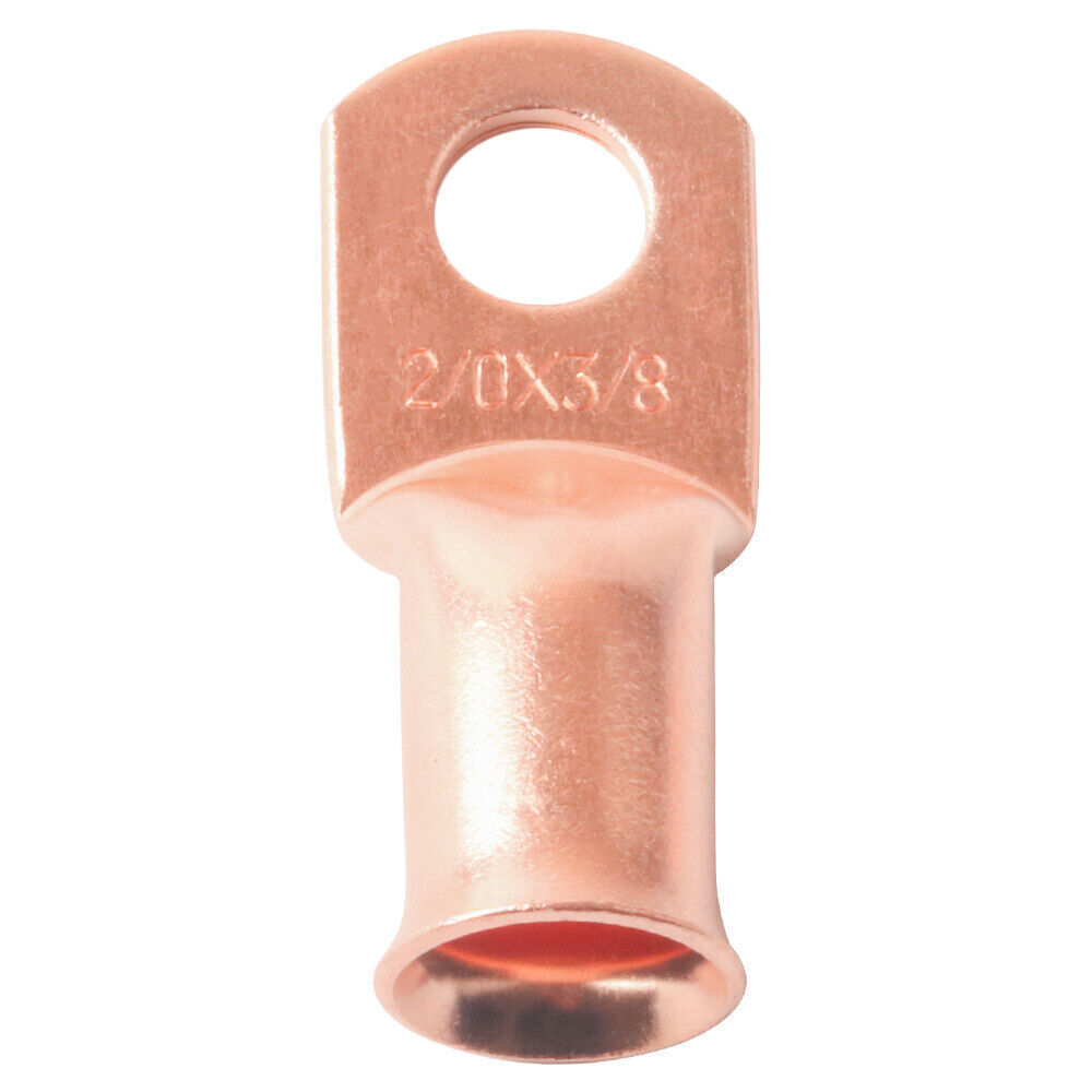 Copper Lug Ring Crimp Solder Terminals Power Or Ground Wire 50x 2/0 Ga AWG 3/8″