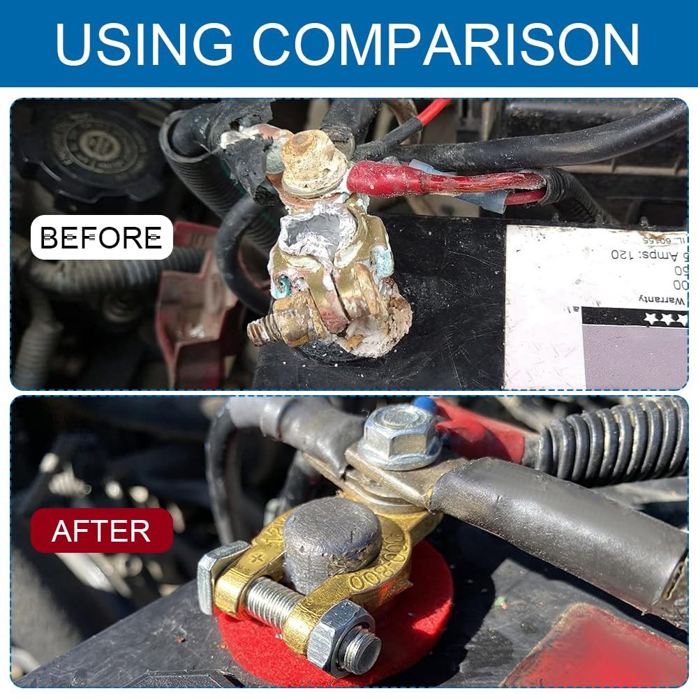 2 Pcs M8 x 21mm Bolt Top Post Battery Terminal Connectors Clamp Set Heavy Duty