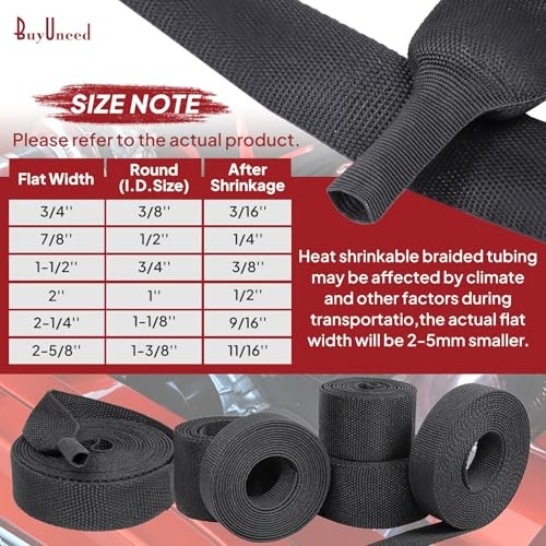 2:1 Ratio Fabric Tubing Heat Shrink Braided Sleeving | 2 IN 1 Wiring 3/8″-25ft