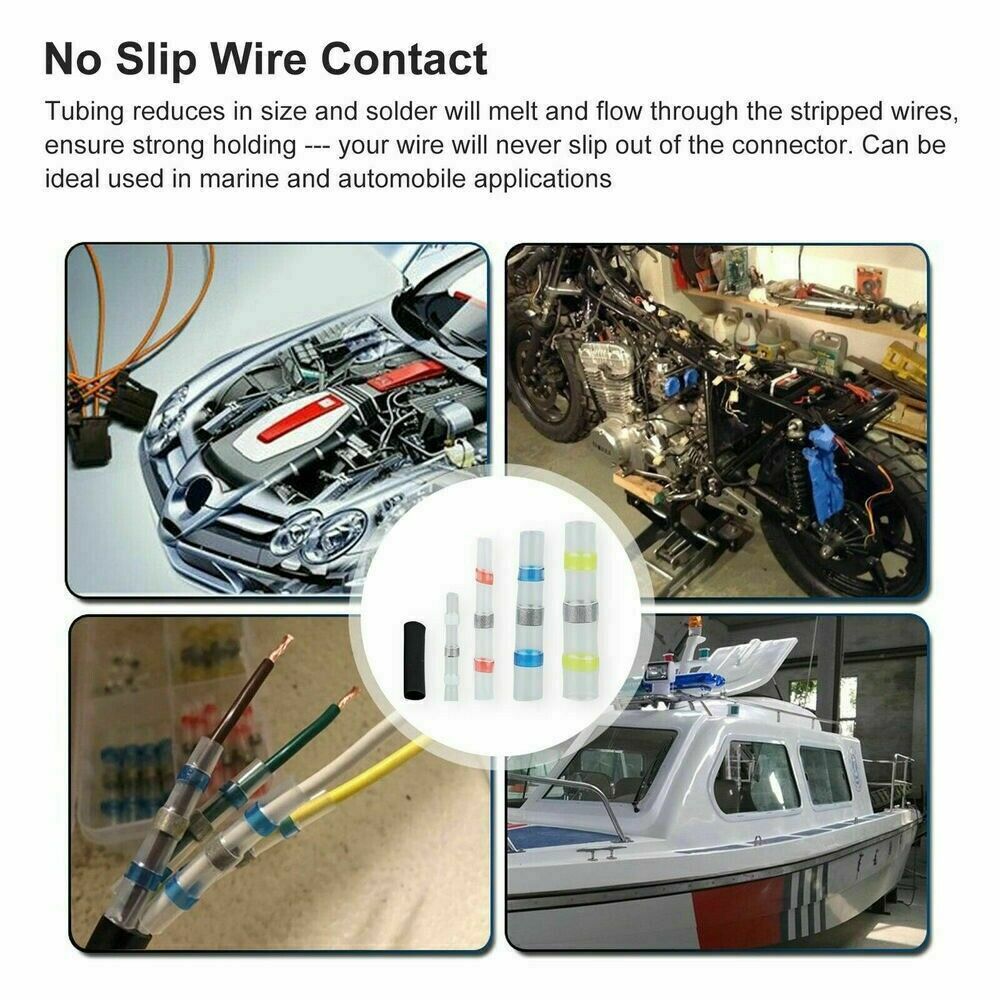 400PCS Waterproof Solder Seal Heat Shrink Wire Butt Terminal Connectors Kit Set