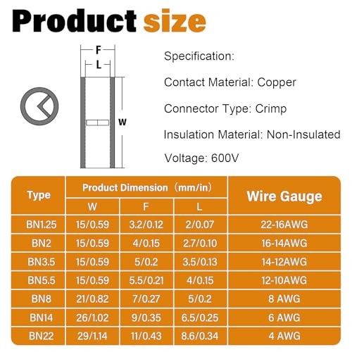 7 Values Non Insulated Butt Connectors Crimp with Heat Shrink Tube Uninsulated