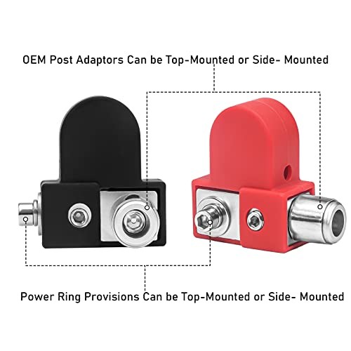 BTO Solid Brass Positive Negative Battery Terminals with Adaptor Collars,