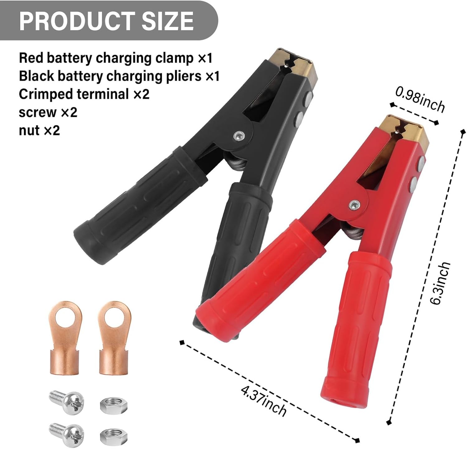 2PCS Car Battery Charger Clamps Replacement,1000A Heavy Duty Jumper Cable Clamps
