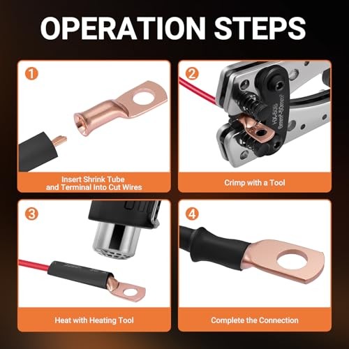pcs Battery Cable Ends Kit,1/0 AWG 2 AWG 2/0AWG 4 AWG 6 AWG Copper Lugs,0 116