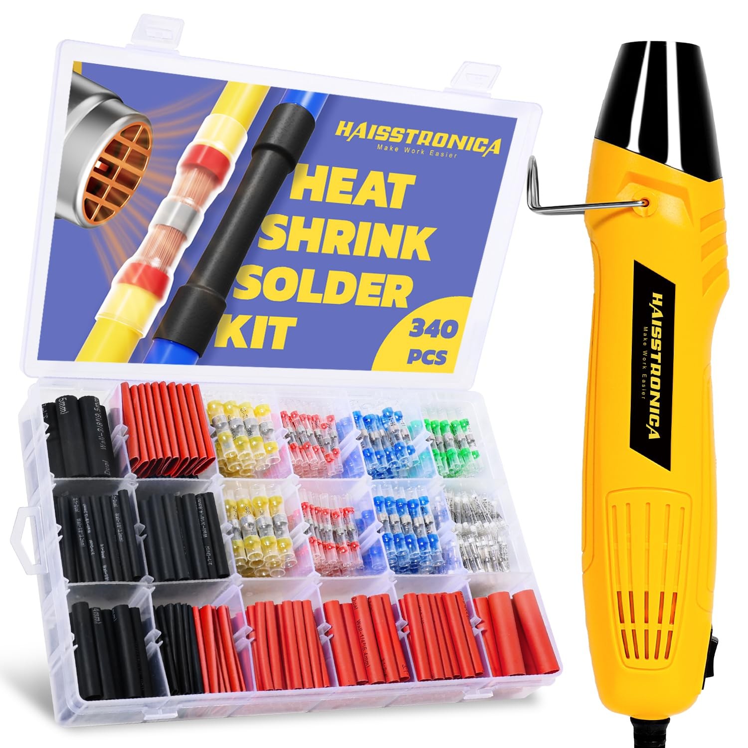 haisstronica 340 PCS All in One Set with Solder Seal Wire Connectors,3:1 Heat Sh