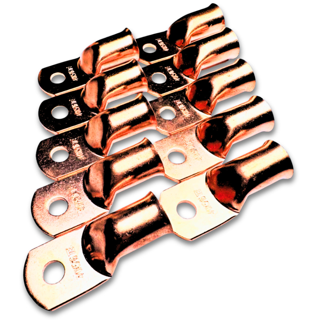 10x 4/0 Gauge 5/16″ Hole OFC Copper Ring Terminal 0000GA Battery Lug Connector