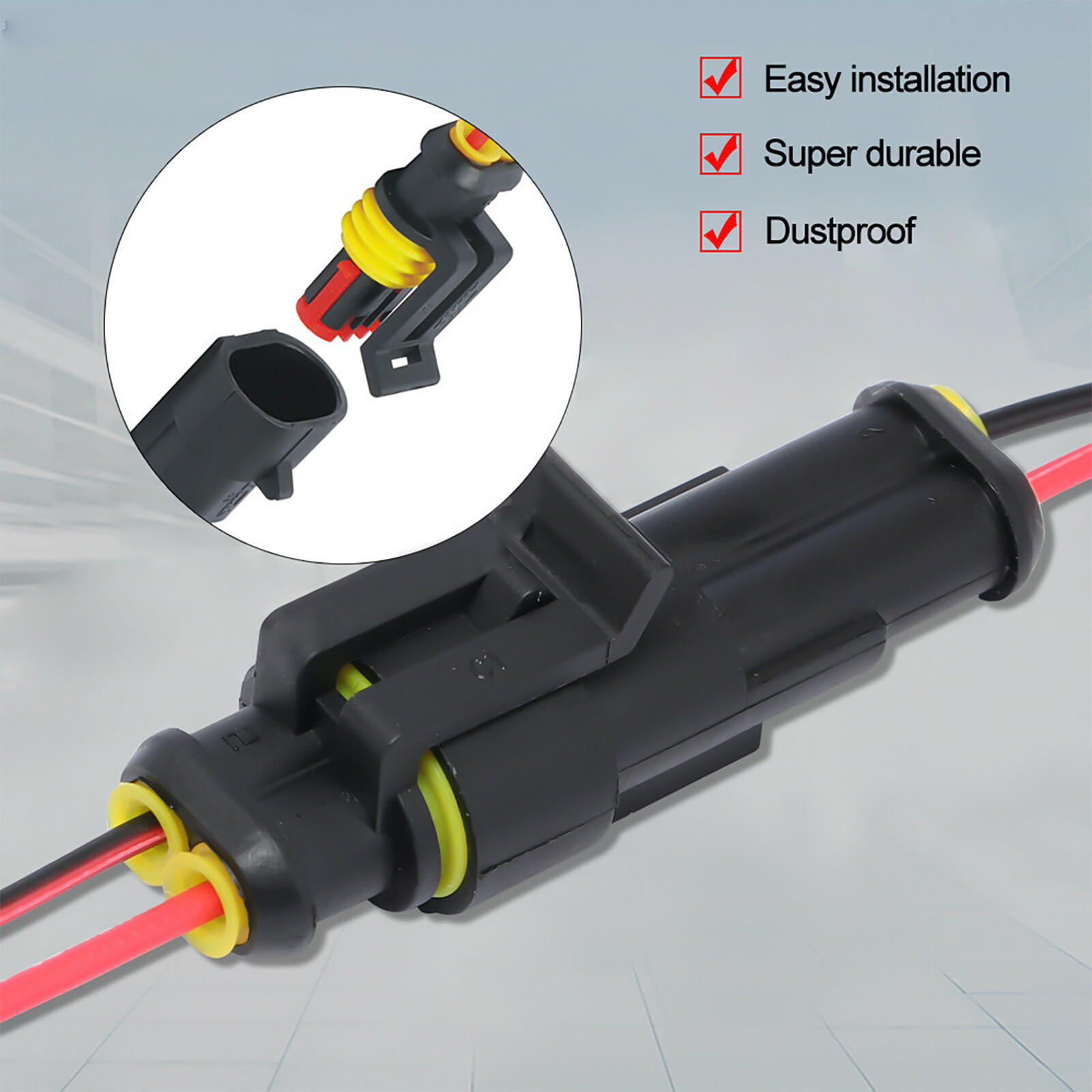 2Pin Waterproof Electrical Wire Cable Connector Male Female Way Plug Kit Lot US