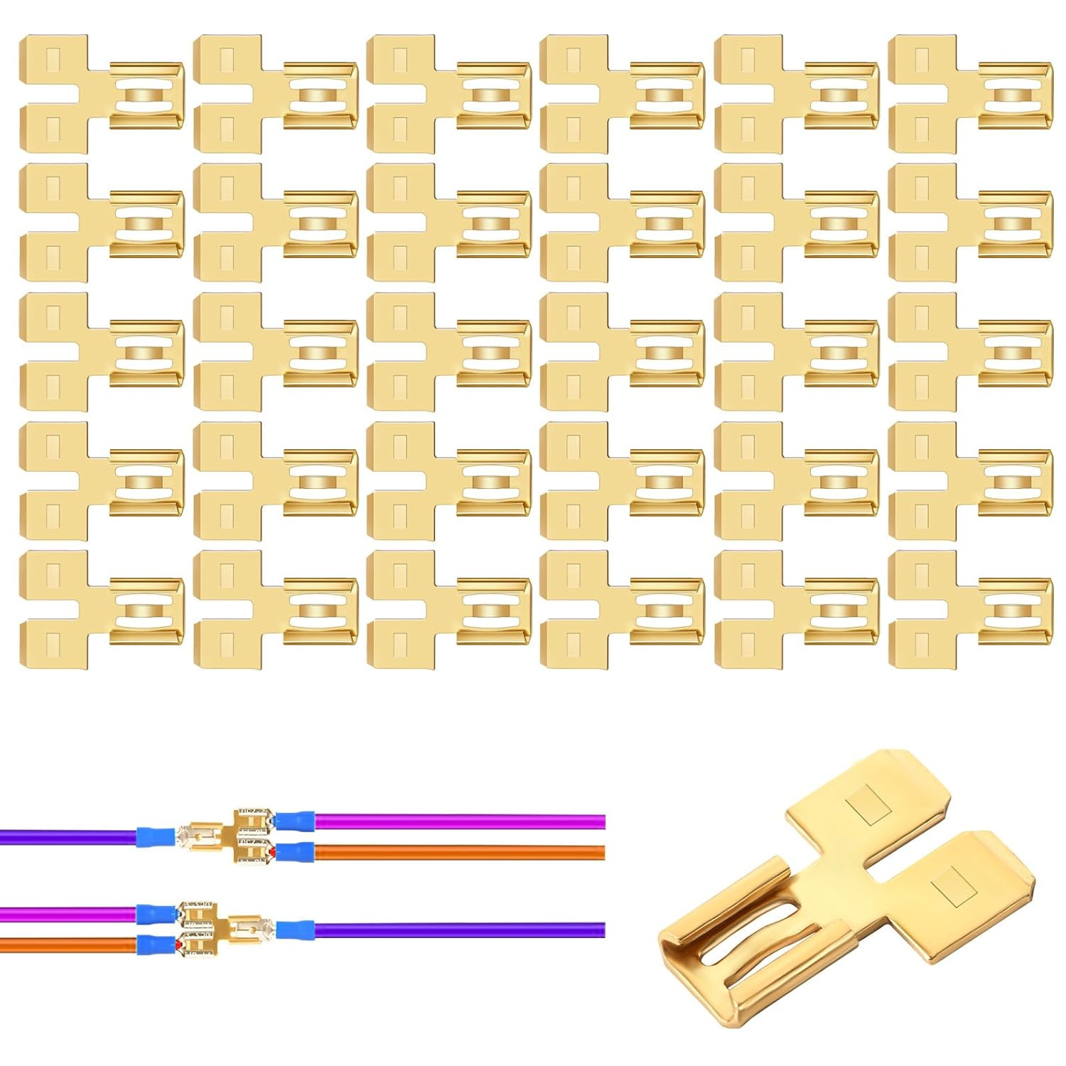 30 Pcs Spade Terminal Splitter Double Male Tab Single Female Slip 2 Way Splitter