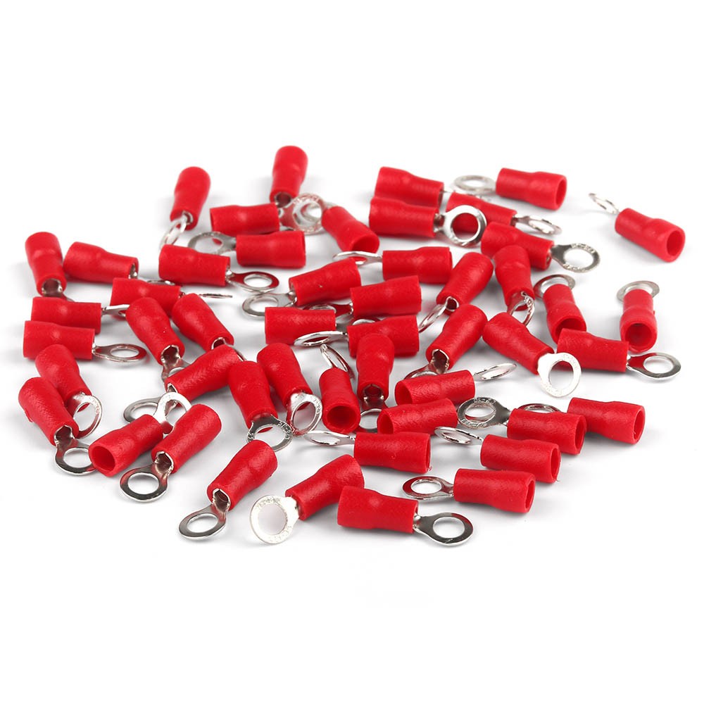 Red 22-16AWG #8 Cable Wire Crimp Connectors Ring Electrical Terminals 100PCS