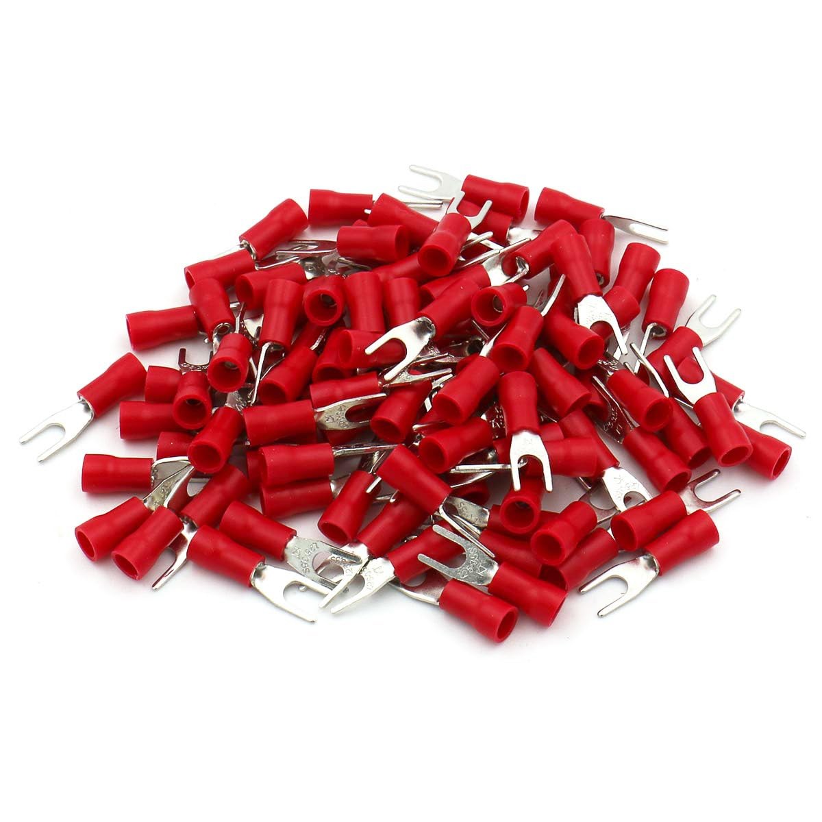 Baomain Fork Spade Terminal Connectors – Insulated, #6 Stud (3.7mm), 22-16 AW…
