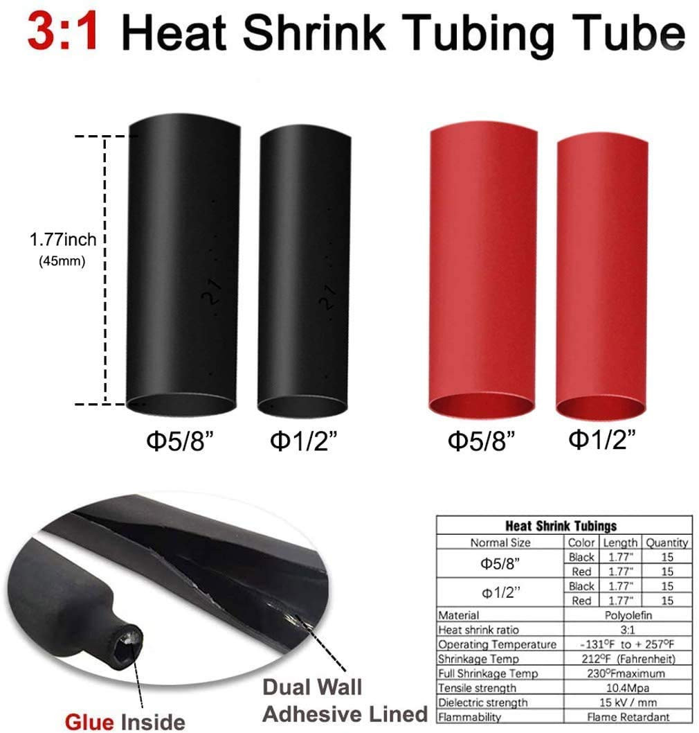 120Pcs Wire Lugs Battery Cable Lugs Marine Grade Wire Lugs with Heat Shrink Set