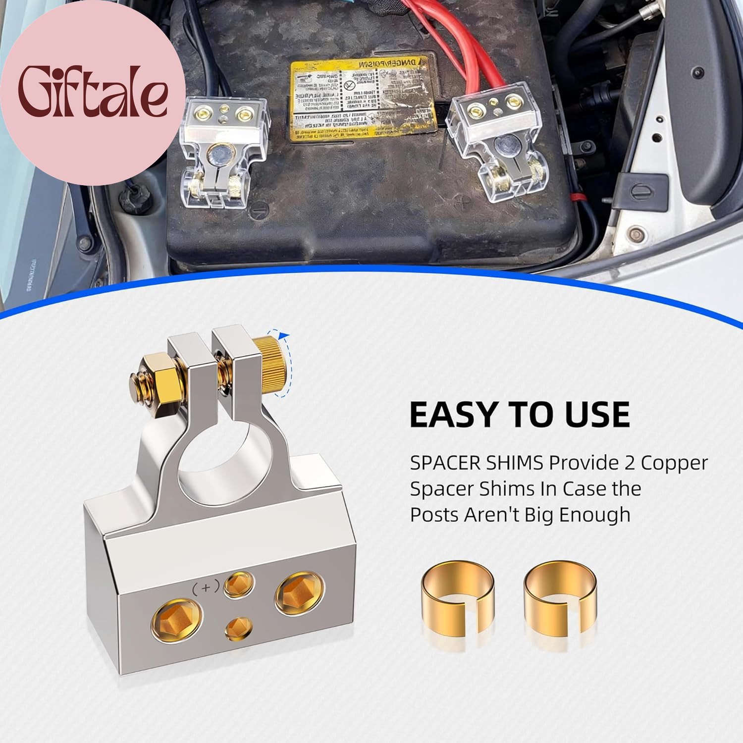Battery Terminal Connectors, 0/2/4/6/8/10 AWG Battery Terminals, Heavy Duty Car