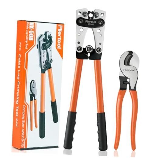 Battery Cable Crimper Tool For AWG 10-1/0 1pcs Crimping Tool+1pcs Cable Cutter
