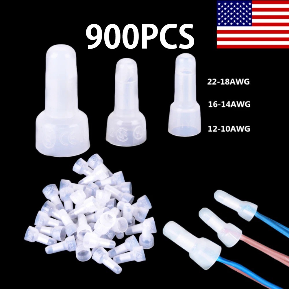 900PCS Closed End Crimp Cap12-10 16-14 22-18 AWG Gauge Wire Connector Terminal