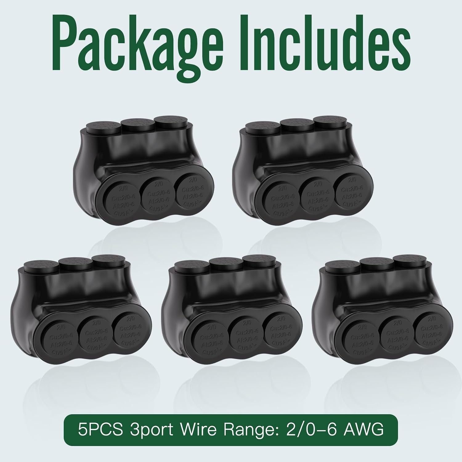 5 Port Insulated Multi Tap Connector 2/0-6 Gauge Wire Connectors A…