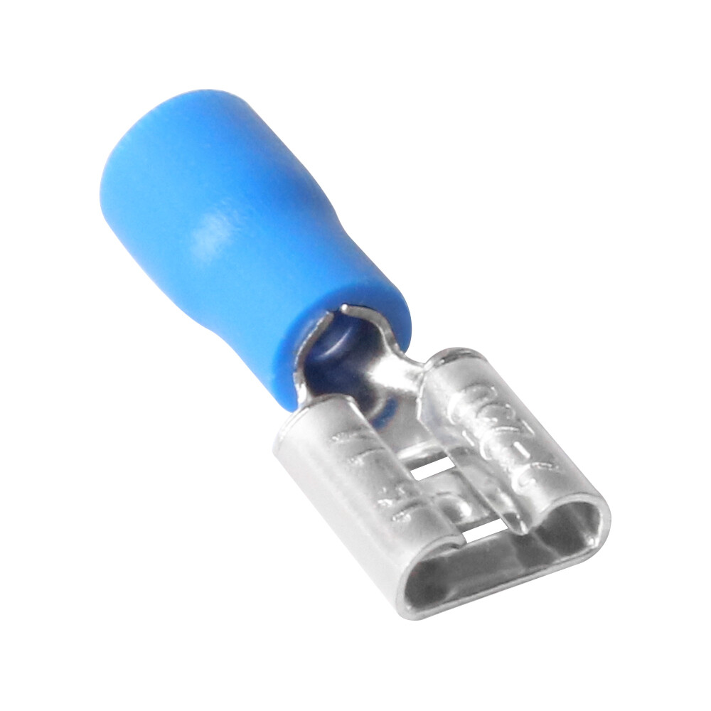 200Pcs FDD2-250 Female Insulated 6.3mm Crimp Terminal 16-14 AWG Blue Connectors