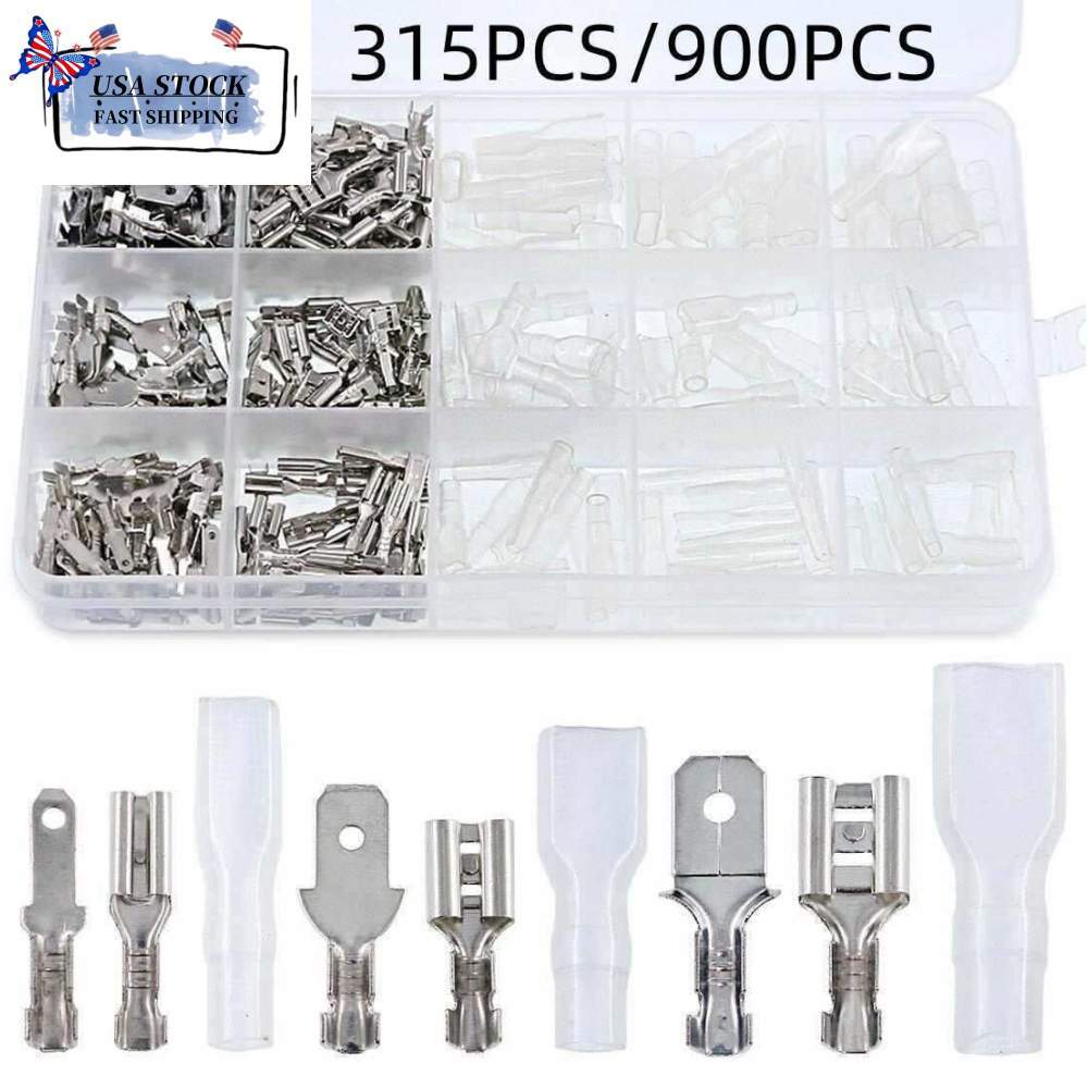 Assortment Terminals Electrical Wire Crimp Connectors Male Female Spade 900/1x