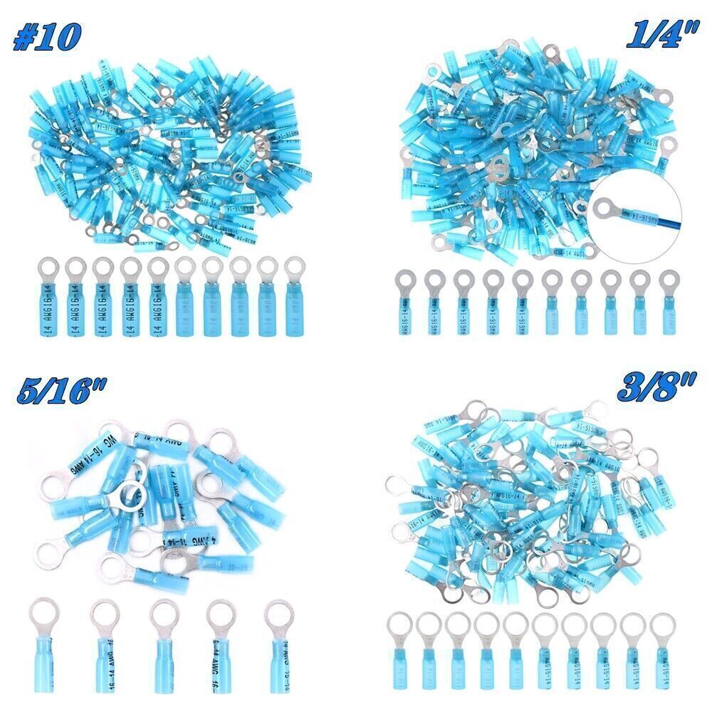 50PCS Heat Shrink Ring Terminals 22-10AWG Wire Crimp Connectors Waterproof US
