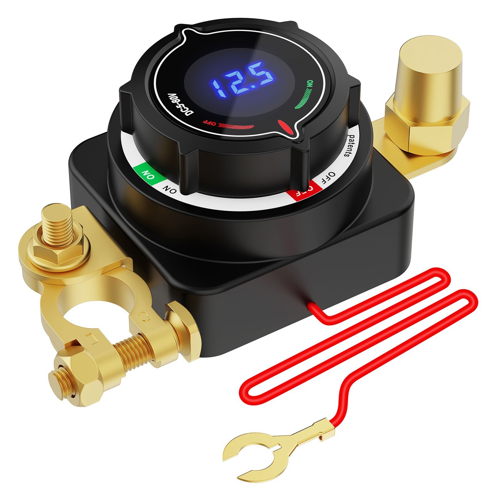 DC 5-80V Battery Disconnect Switch LED Voltmeter On Off Kill Switch RV Marine