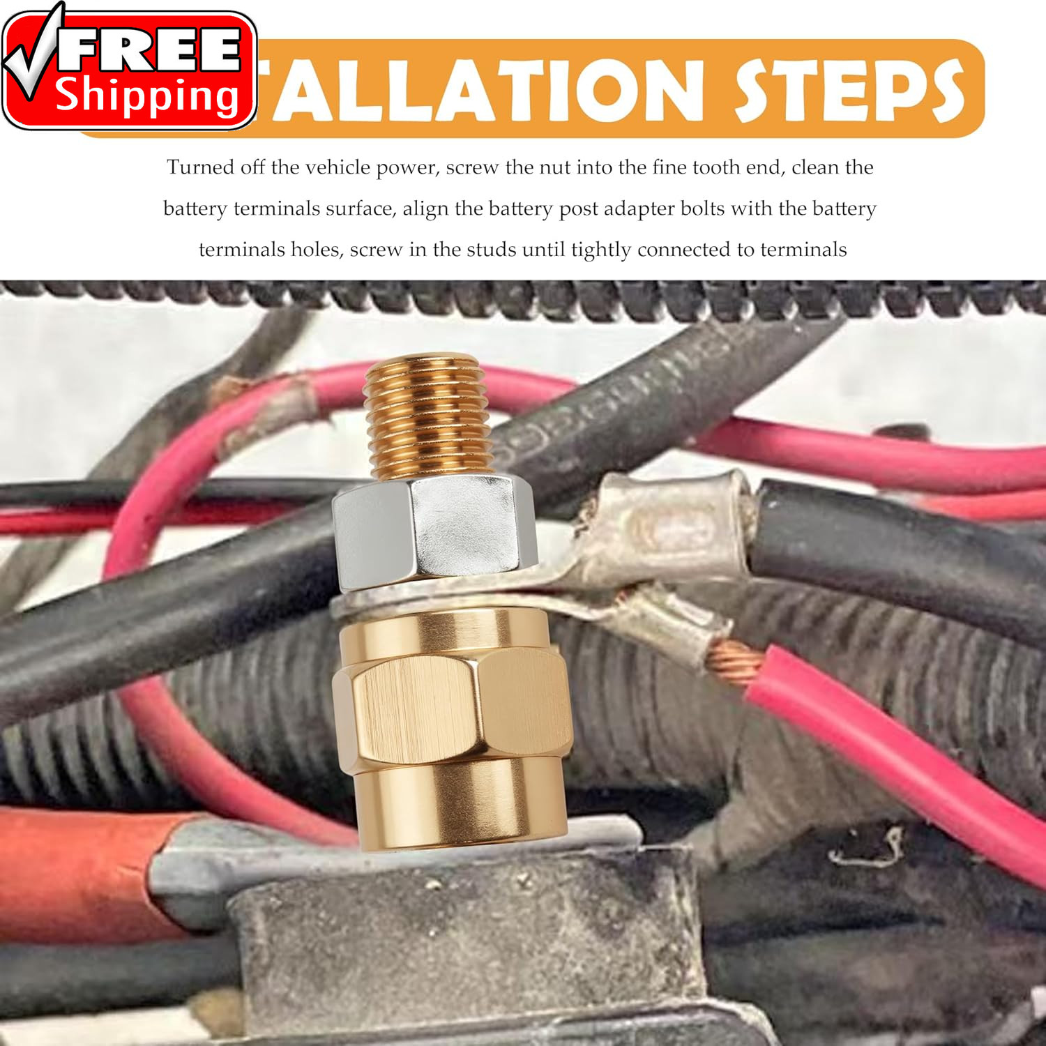 2 Set Side Post Battery Terminal Extension Bolt with Nuts,3/8″-16 Coarse and 3/8