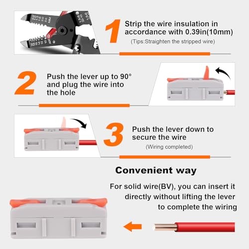 Lever Wire Connectors, Mini Quick Connectors Push-in, 1 in 1 Out 60PCS