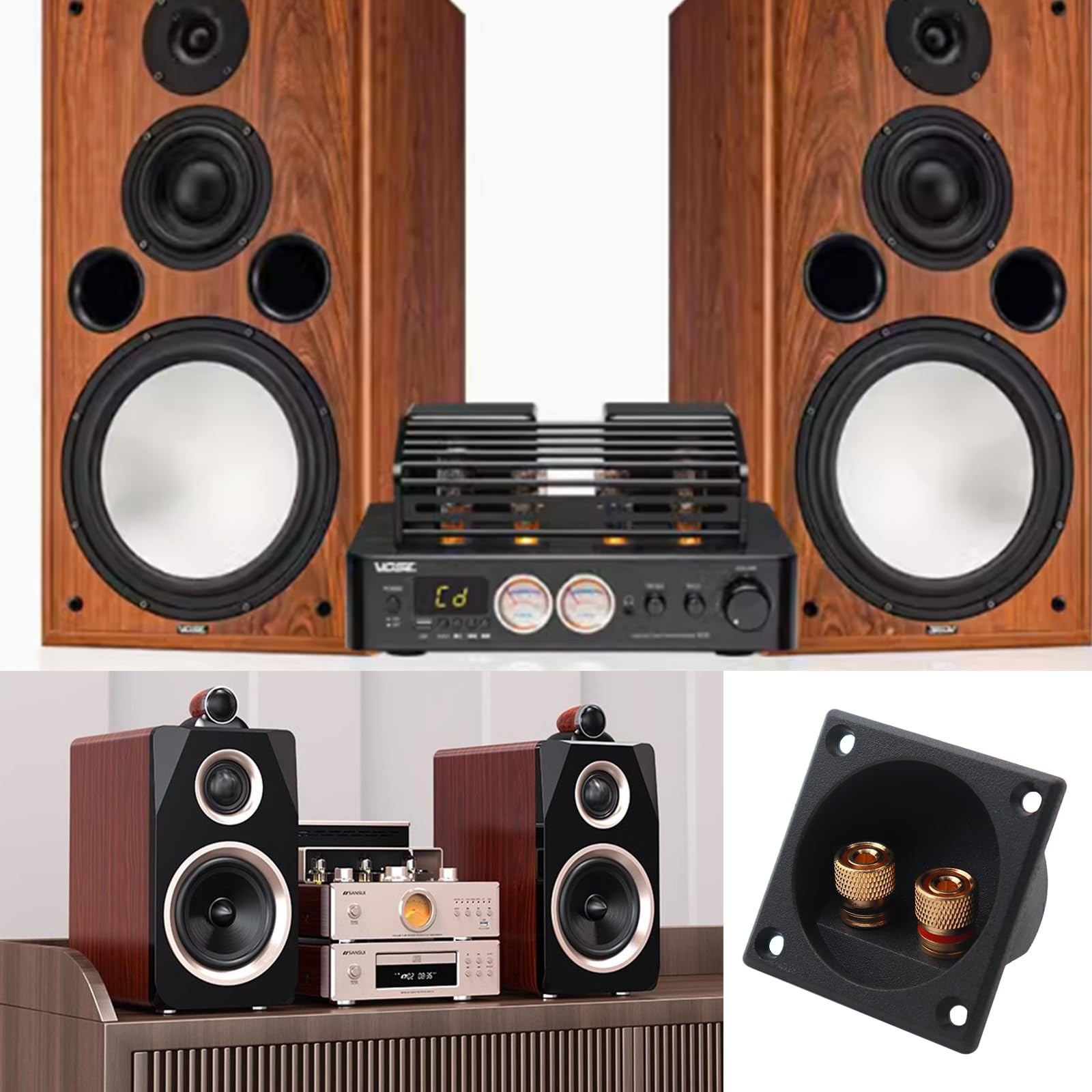 Speaker Box Terminal – 2.2 Inch Square 2-Way 2.24 Inches, Black