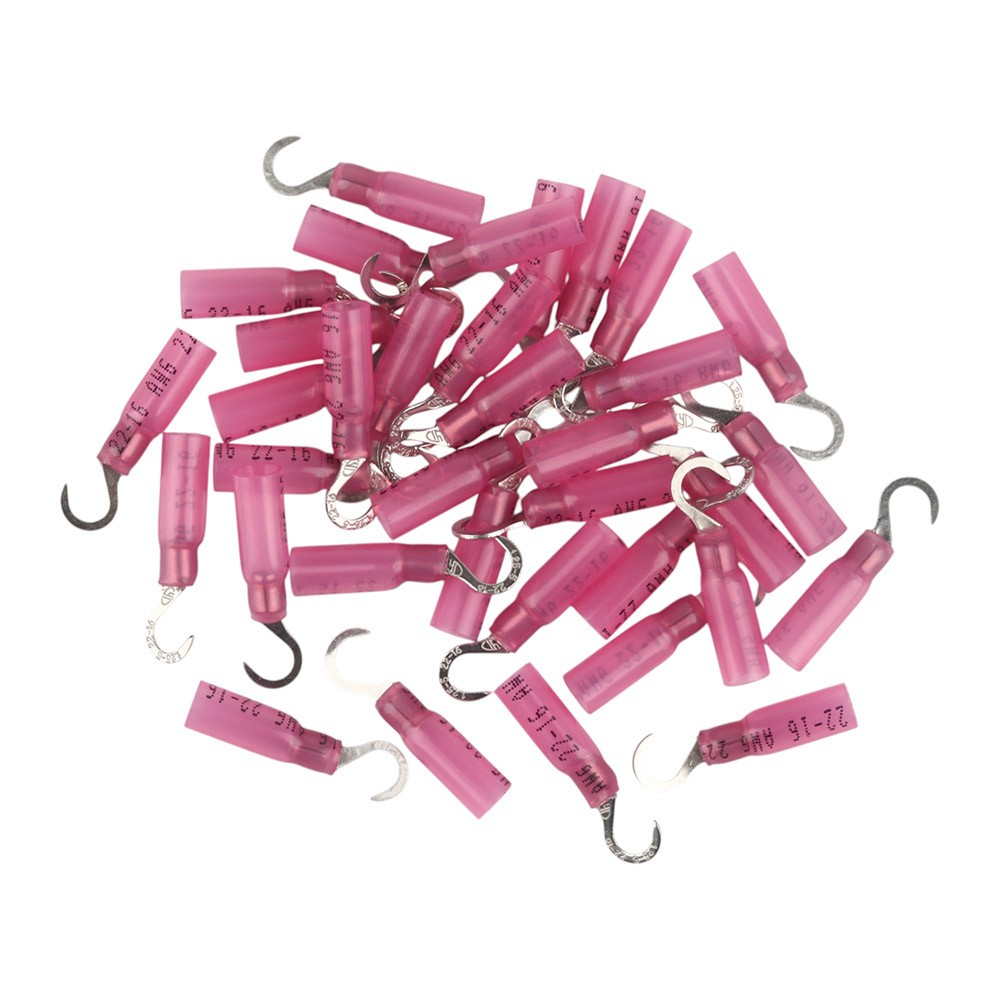 50/150PCS Heat Shrink Hook Terminals AWG 22-16 Waterproof Wire Connectors Red
