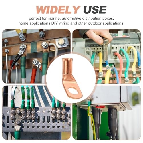 10pcs 6 Awg 45° Bent Copper Lugs Battery Cable Ends, 6 Gauge 6 Awg x 5/16″