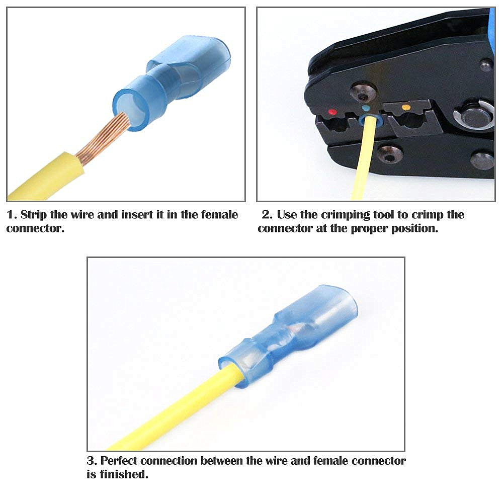 Blue Nylon Male Insulated Gauge 16-14AWG Wire Terminals Crimp Spade Connectors
