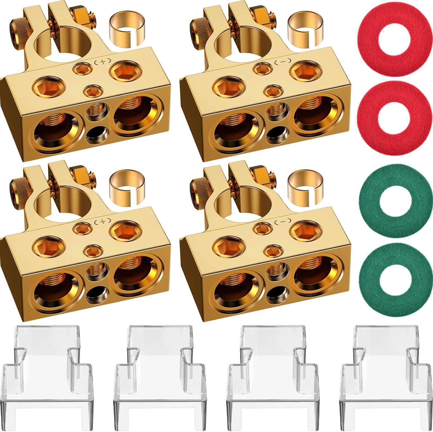 2Set Battery Terminal Connector 0/2/4/6/8/10 Gauge AWG Top Post Battery Terminal