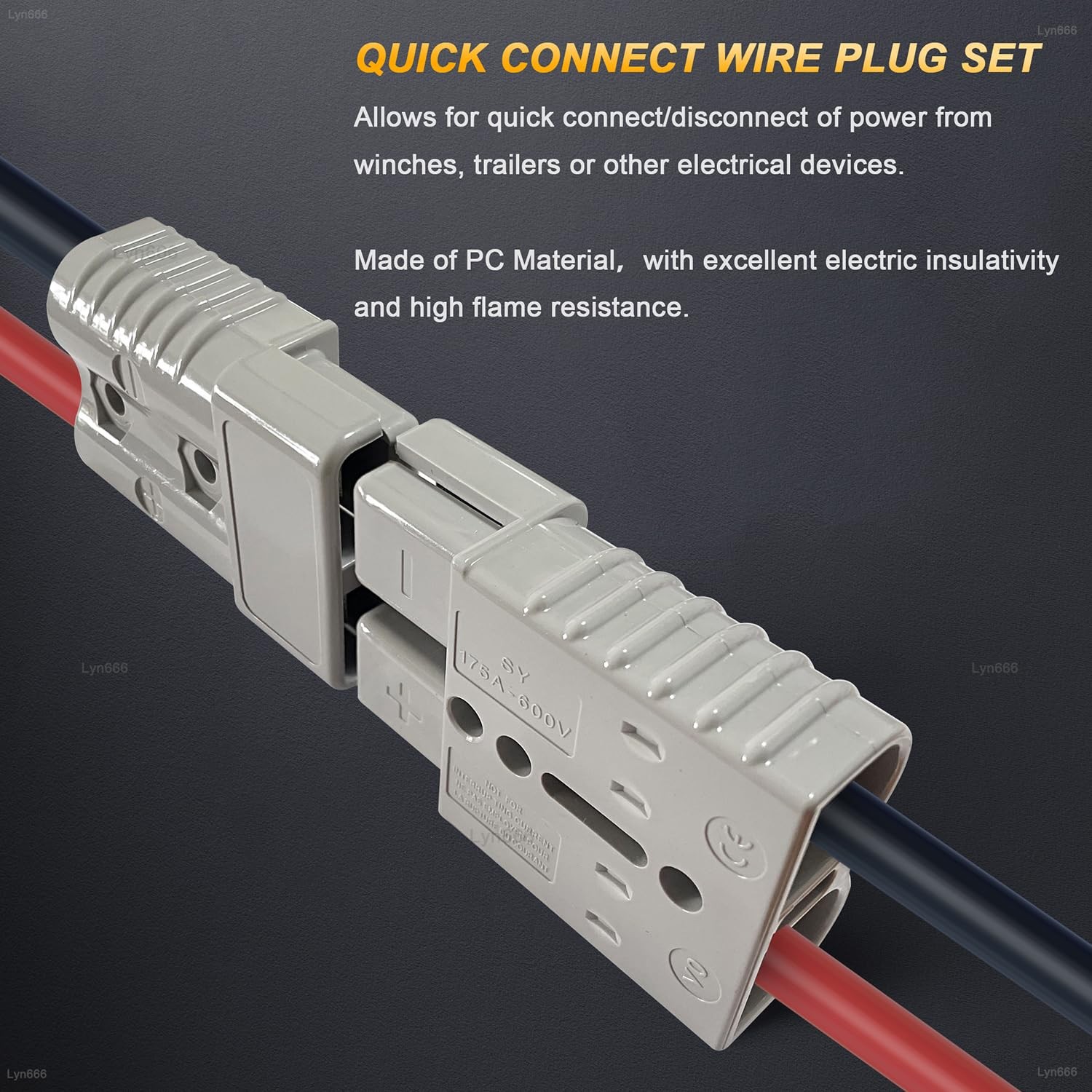 2 PCS 2-4 Gauge Battery Quick Connector 175A 12-36V Wire Harness Plug Kit