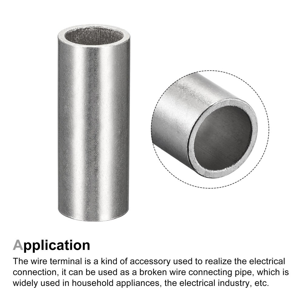 100× Non-Insulated Bare Copper Wire Butt Splice Connector Ferrule Crimp Terminal
