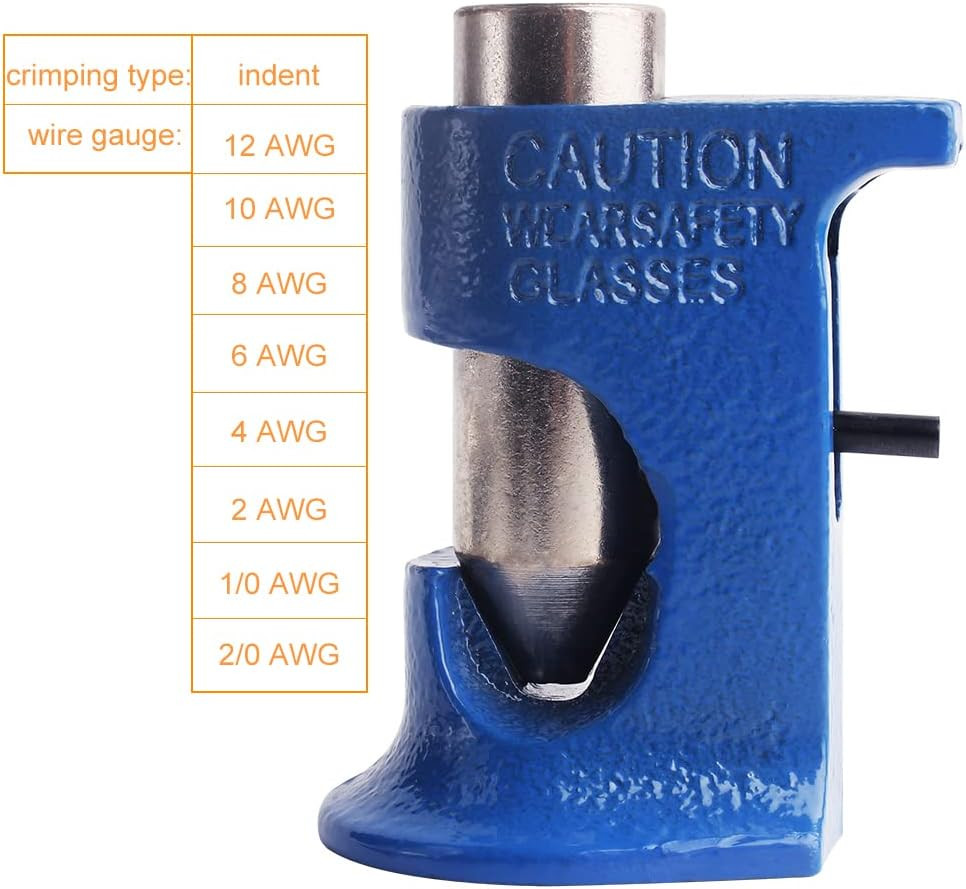 Hammer Battery Lug Crimping Tool for 12AWG to 2/0AWG Wire and Terminals Heavy Du