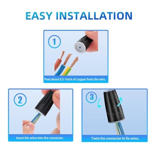 40PCS Waterproof Outdoor Wire Electrical Connectors,Sealant Twist Nuts Black