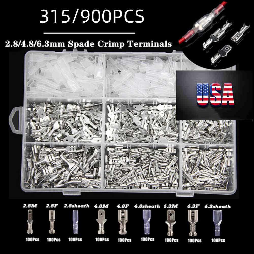 315/900x Silver Set Electrical Wire Crimp Connectors Terminals Male Female Spade