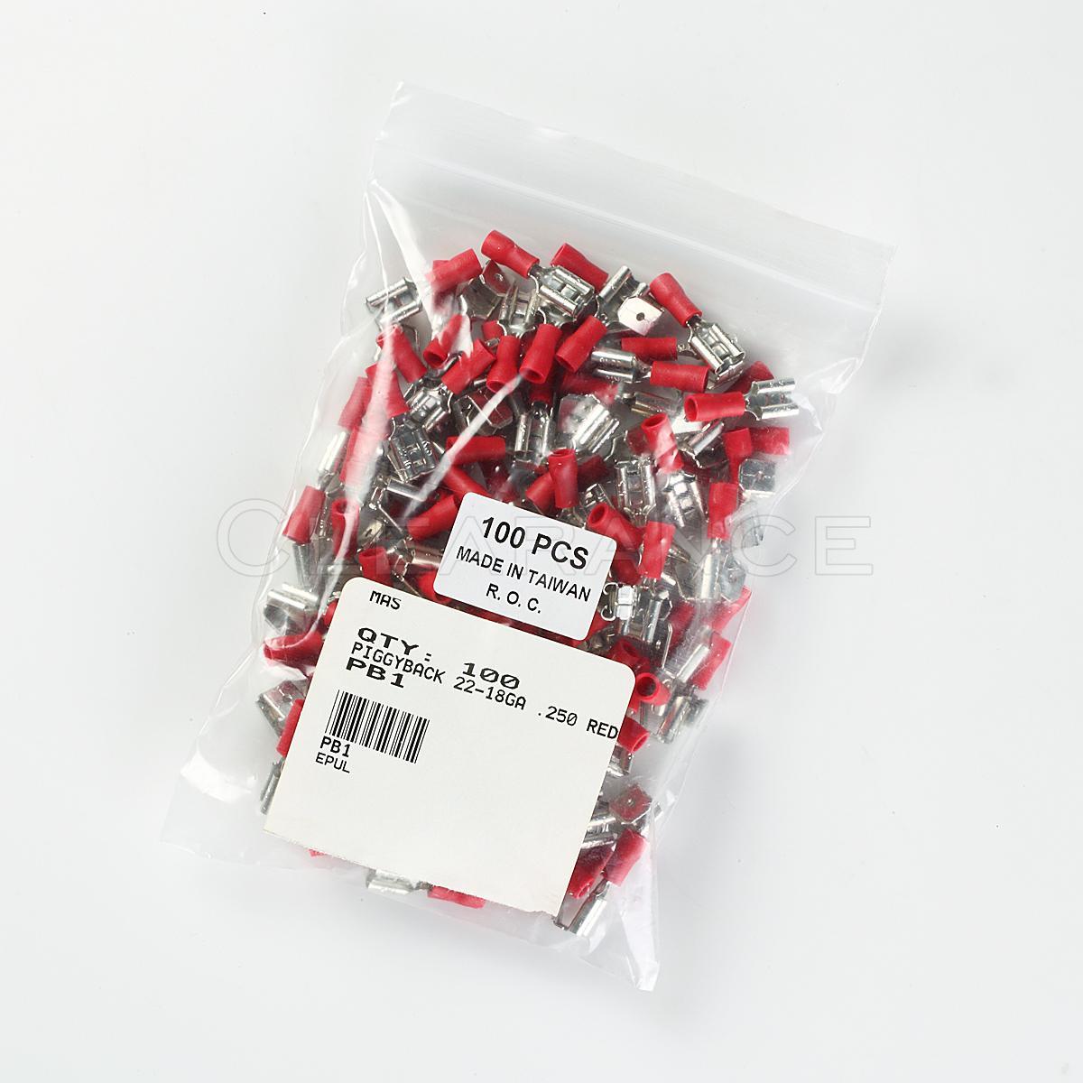 100 Piggyback Electrical Quick Disconnect Terminals 22-18 ga. Male/Female .250