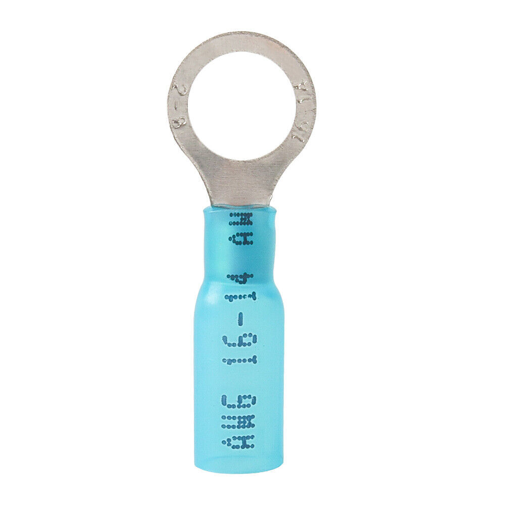 50PCS Blue Heat Shrink Ring Terminals 5/16″ Eyelet Wire Connectors 16-14 AWG