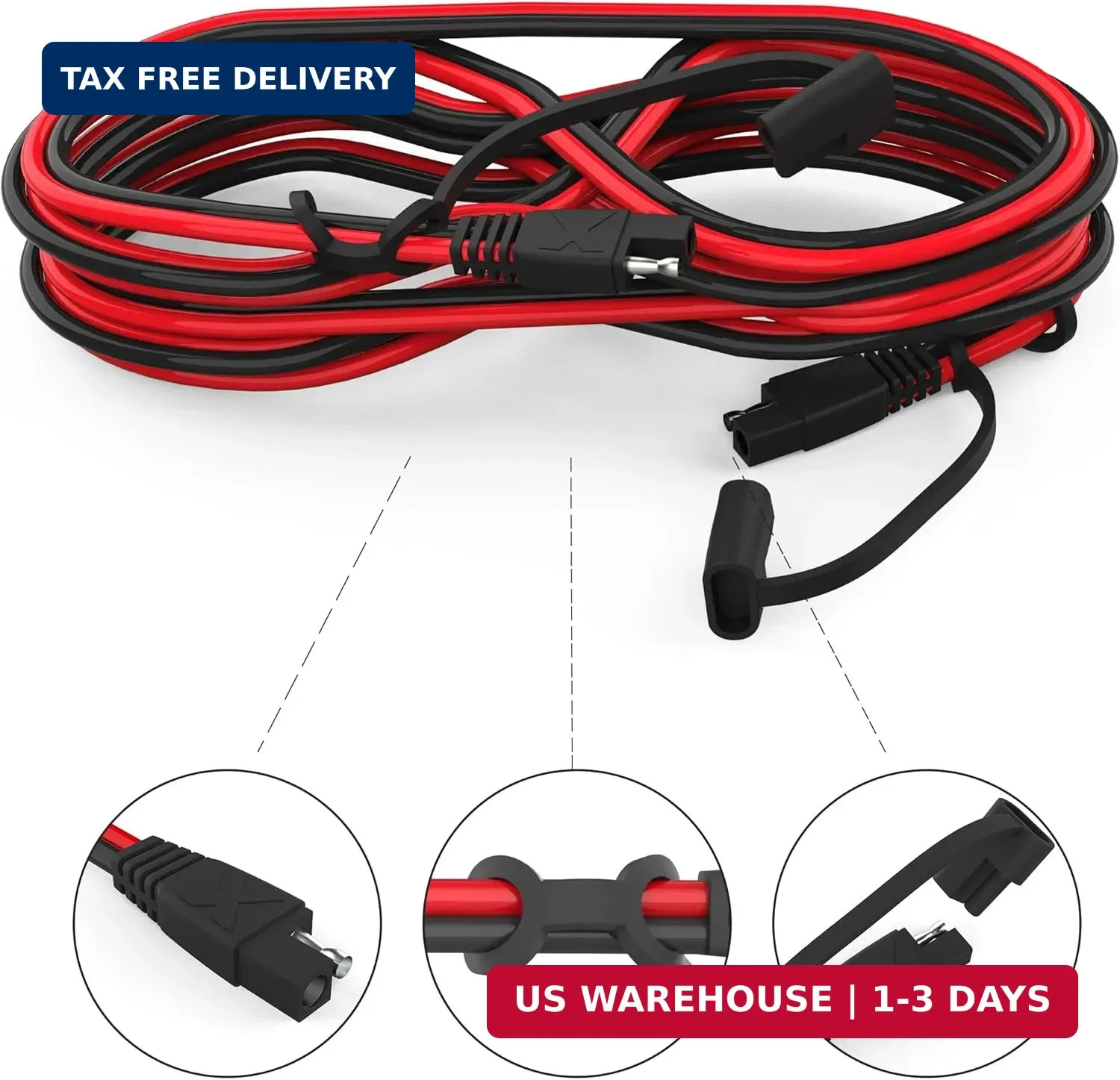 OYMSAE 12Feet SAE to SAE Extension Cable Quick Disconnect Connector 16AWG,for Au