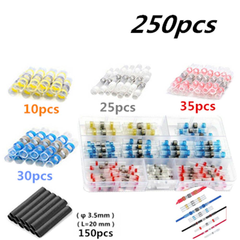 250PCS 26-10AWG Waterproof Insulation Heat Shrink Sleeve Wire Connectors