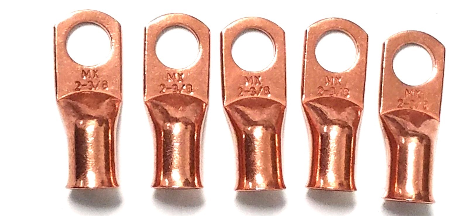 5 LOT 2 AWG Ring 3/8″ Hole Terminal Lug Bare PURE Copper Uninsulated 2 Gauge