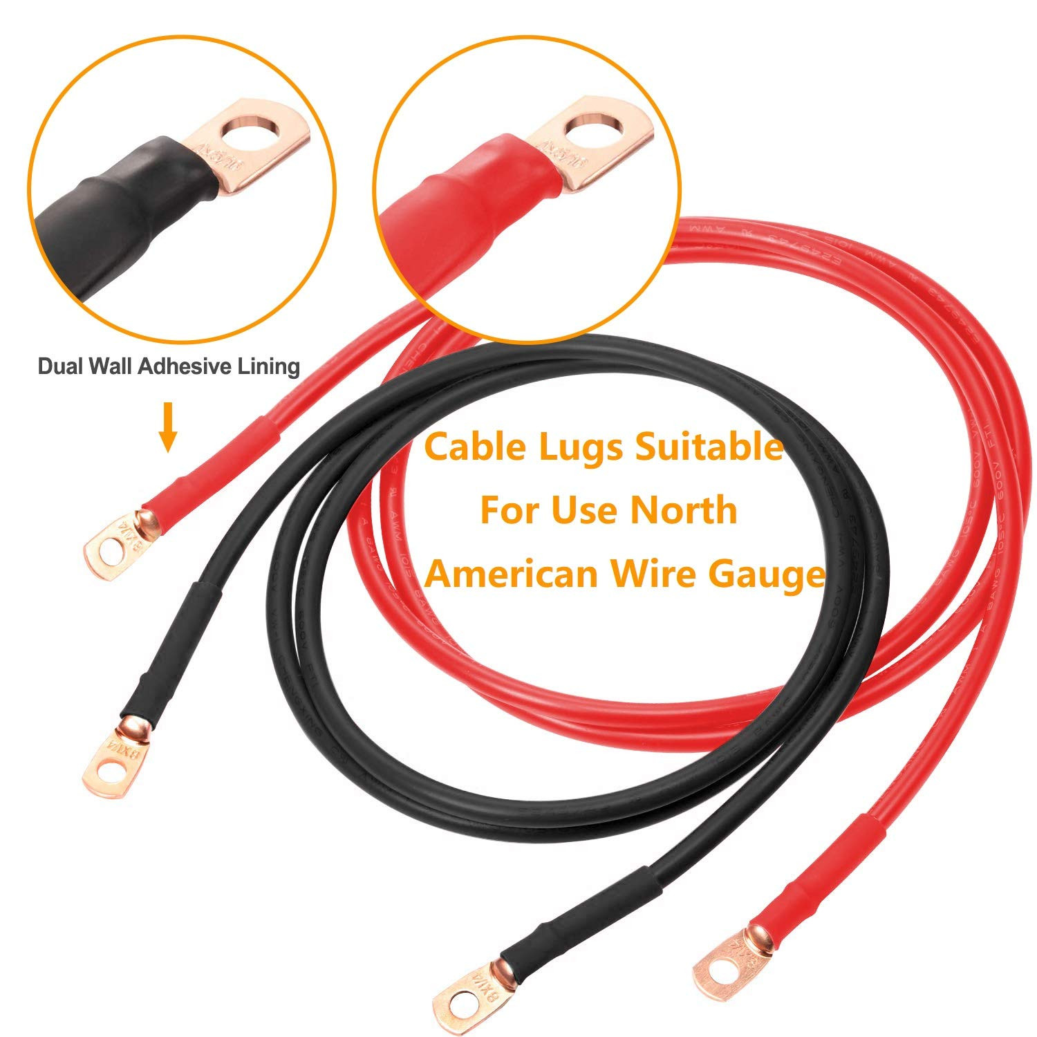 SVAAR 10Pcs 4 Awg-3/8″Ring Terminals Cable Lug Wire Lug Battery Cable Ends Crim
