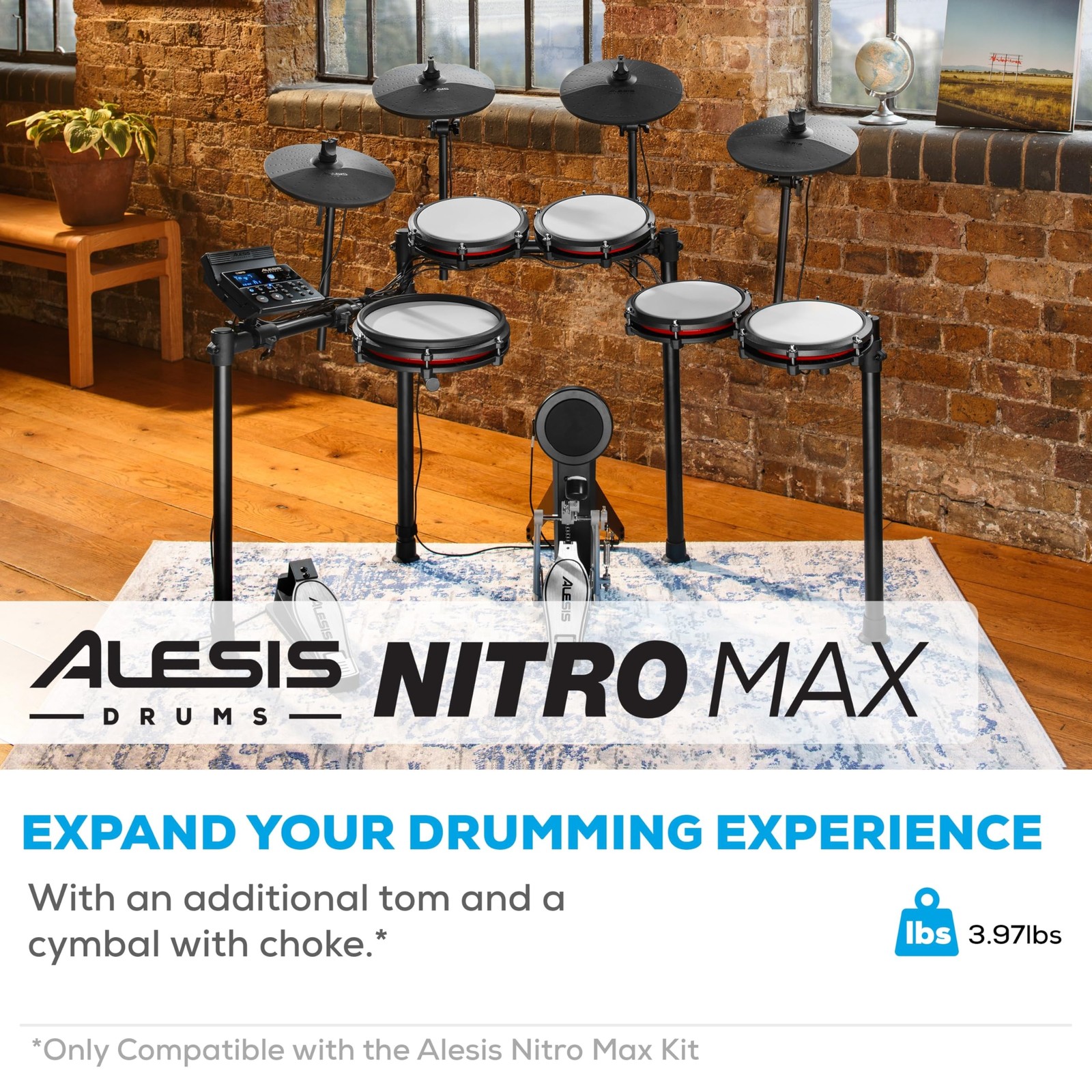 Alesis Drums Nitro Max Expansion Pack – Electric Drum Set for Red